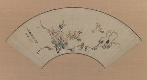 Cherry Blossoms and Manolia, 1829 (muste ja vaalea väri paperille) tekijältä Uragami Shunkin